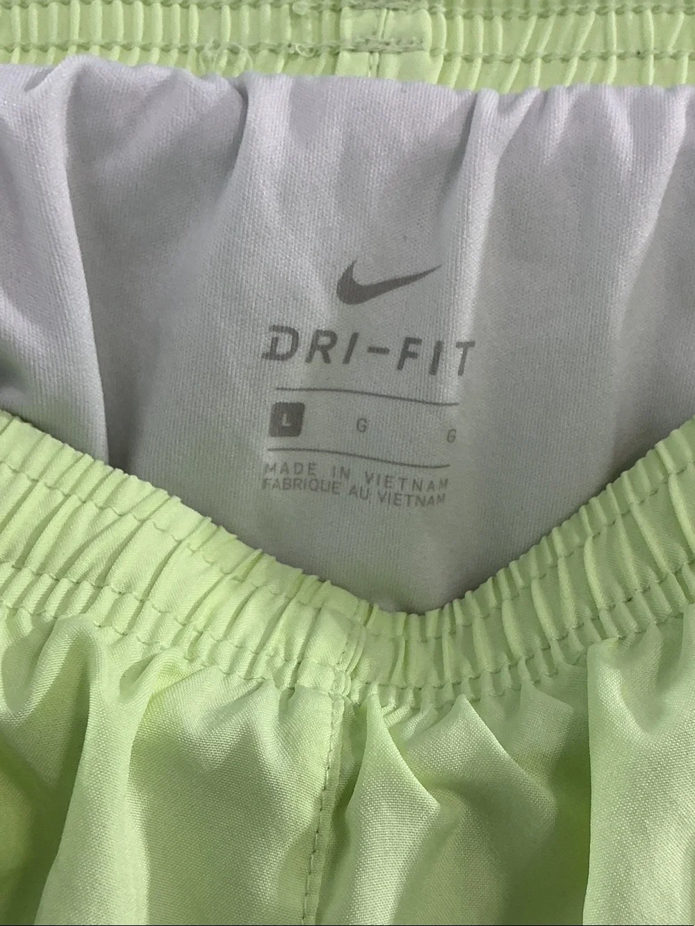 Nike Dri-Fit Neon Lime Shorts with Green Trim